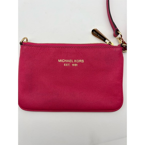 Michael Kors Hot Pink Wristlet with Zip Closure Colorful Preppy‎ Designer - Picture 6 of 11